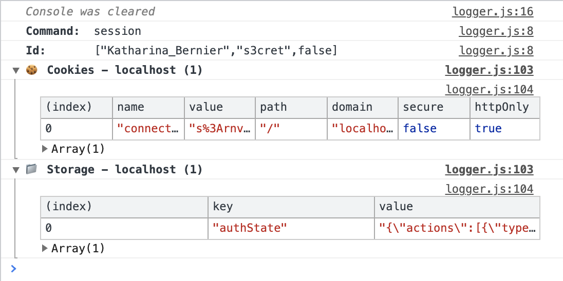 Session console output